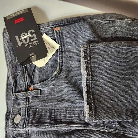 Levis Wmns Premium Black 501S Button Fly High Rise Skinny Jeans-Size 32x30 (NWT) - Picture 11 of 11